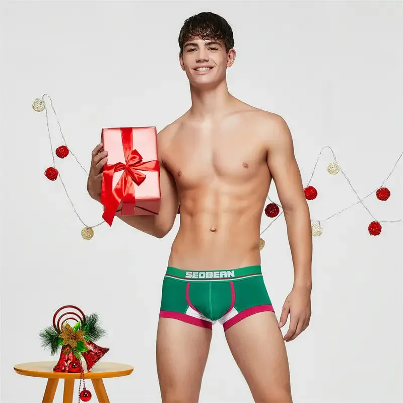 Seobean Merry Christmas Men's Trunks - Shiny Comfort Cotton Trunks 90235
