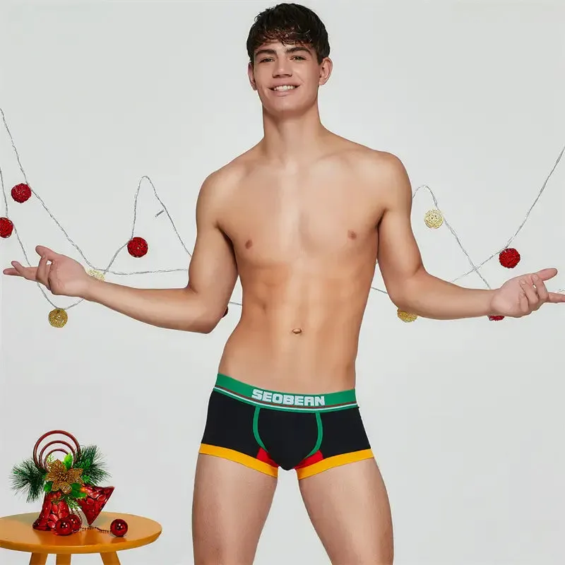 Seobean Merry Christmas Men's Trunks - Shiny Comfort Cotton Trunks 90235