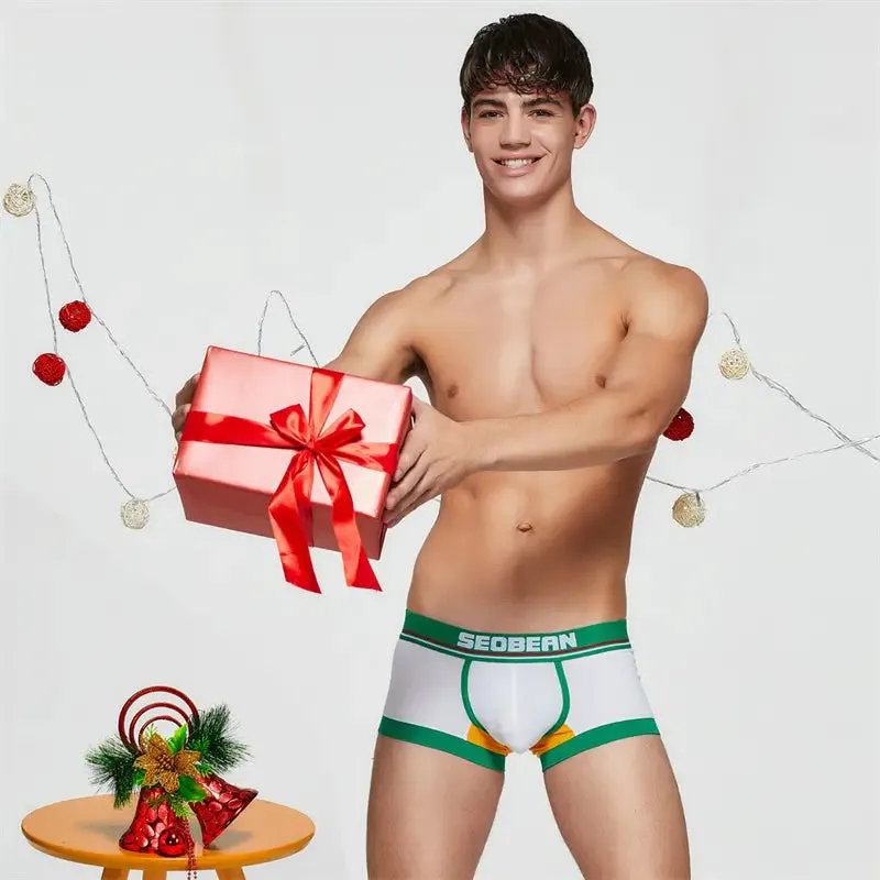 Seobean Merry Christmas Men's Trunks - Shiny Comfort Cotton Trunks 90235