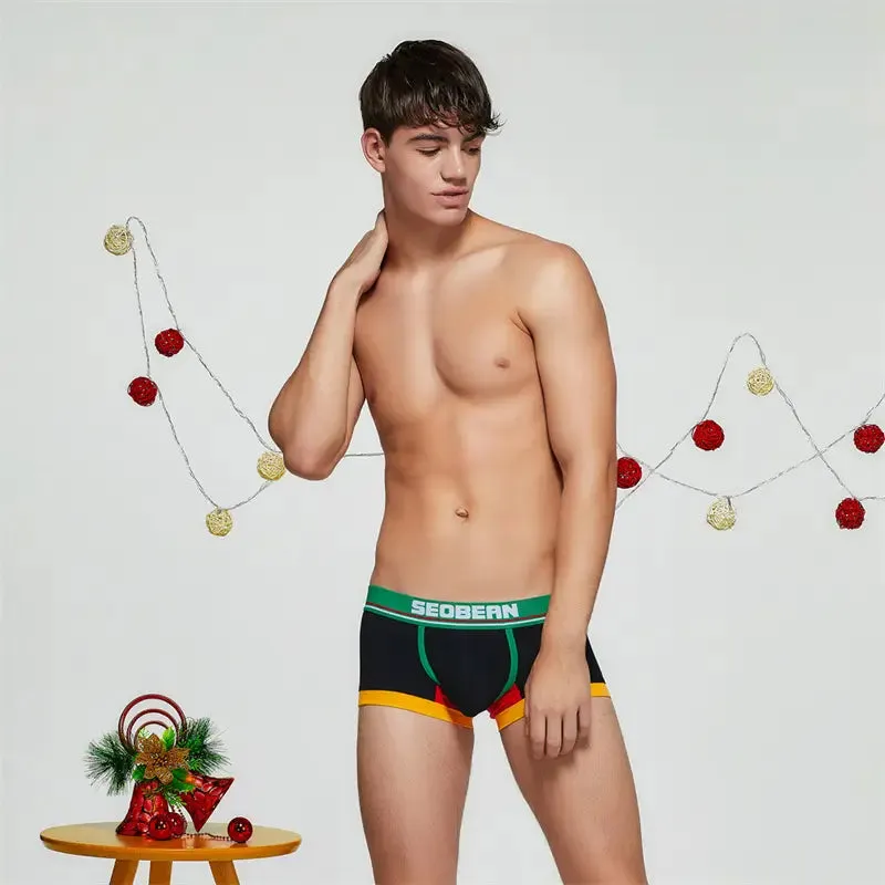 Seobean Merry Christmas Men's Trunks - Shiny Comfort Cotton Trunks 90235