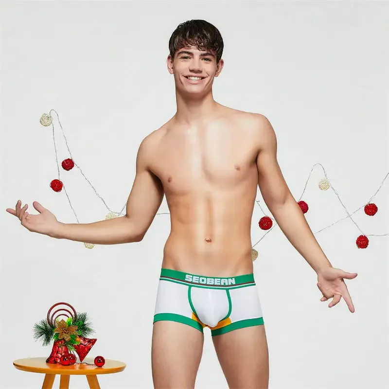 Seobean Merry Christmas Men's Trunks - Shiny Comfort Cotton Trunks 90235