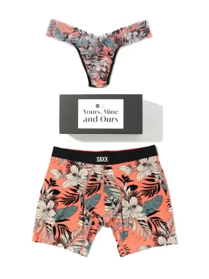 Signature Lace® Low Rise Thong And Saxx Super Soft Vibe Boxer Brief Hibiscus Jungle