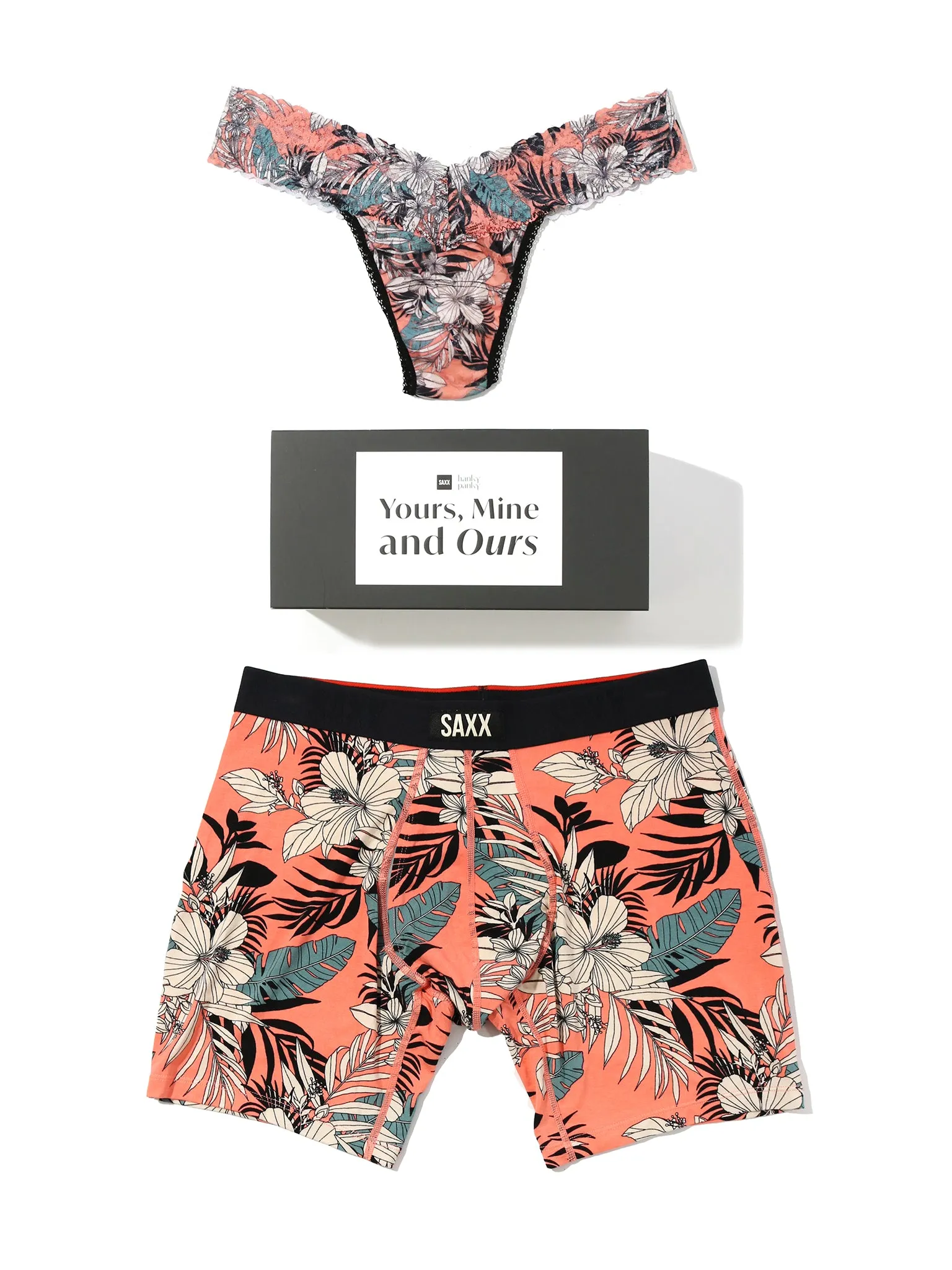 Signature Lace® Low Rise Thong And Saxx Super Soft Vibe Boxer Brief Hibiscus Jungle