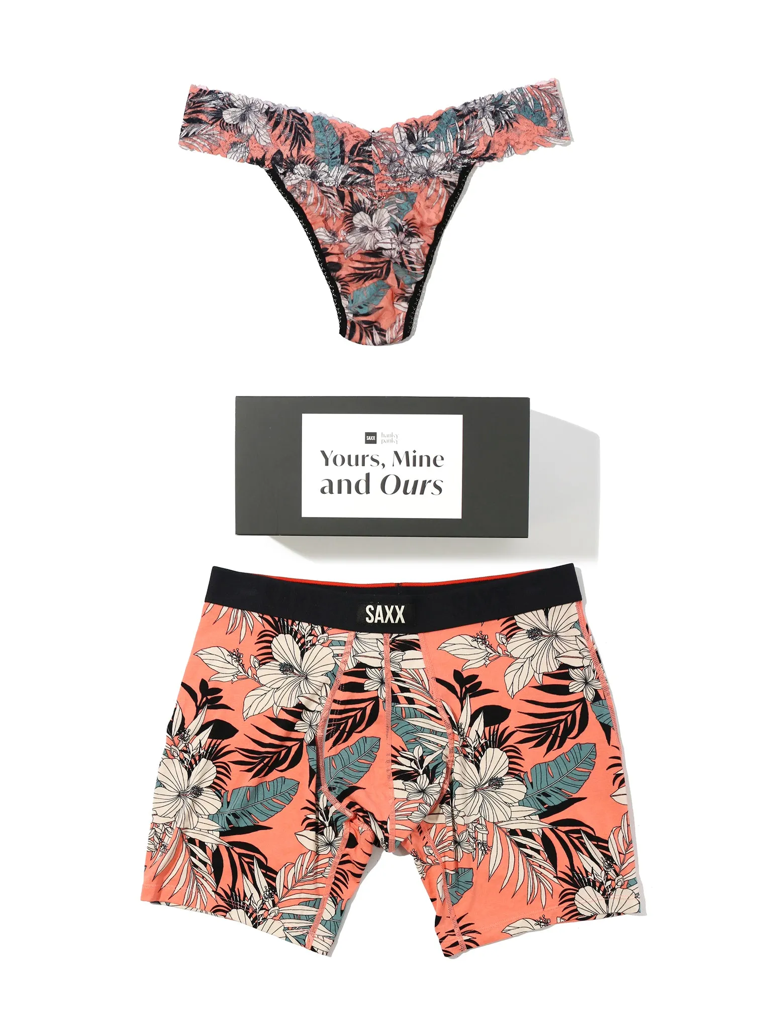 Signature Lace® Original Rise Thong And Saxx Super Soft Vibe Boxer Brief Hibiscus Jungle