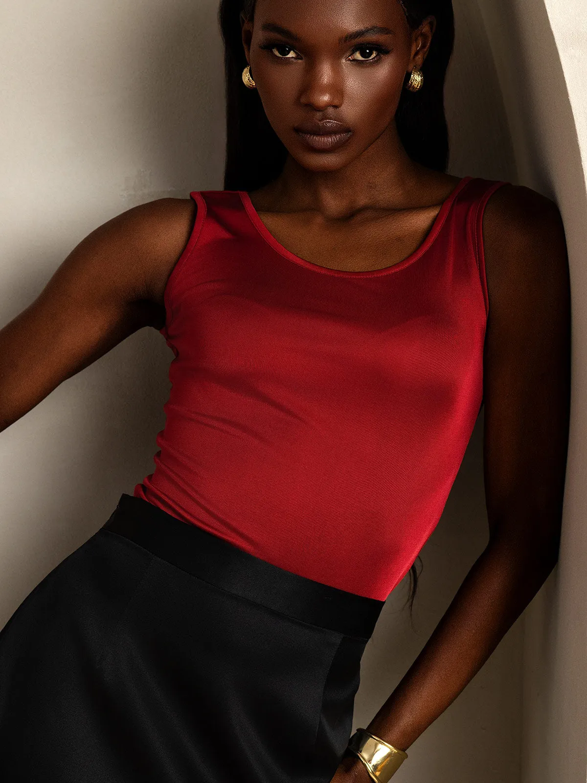 Silk Knitted Lounge Round-Neck Tank Top