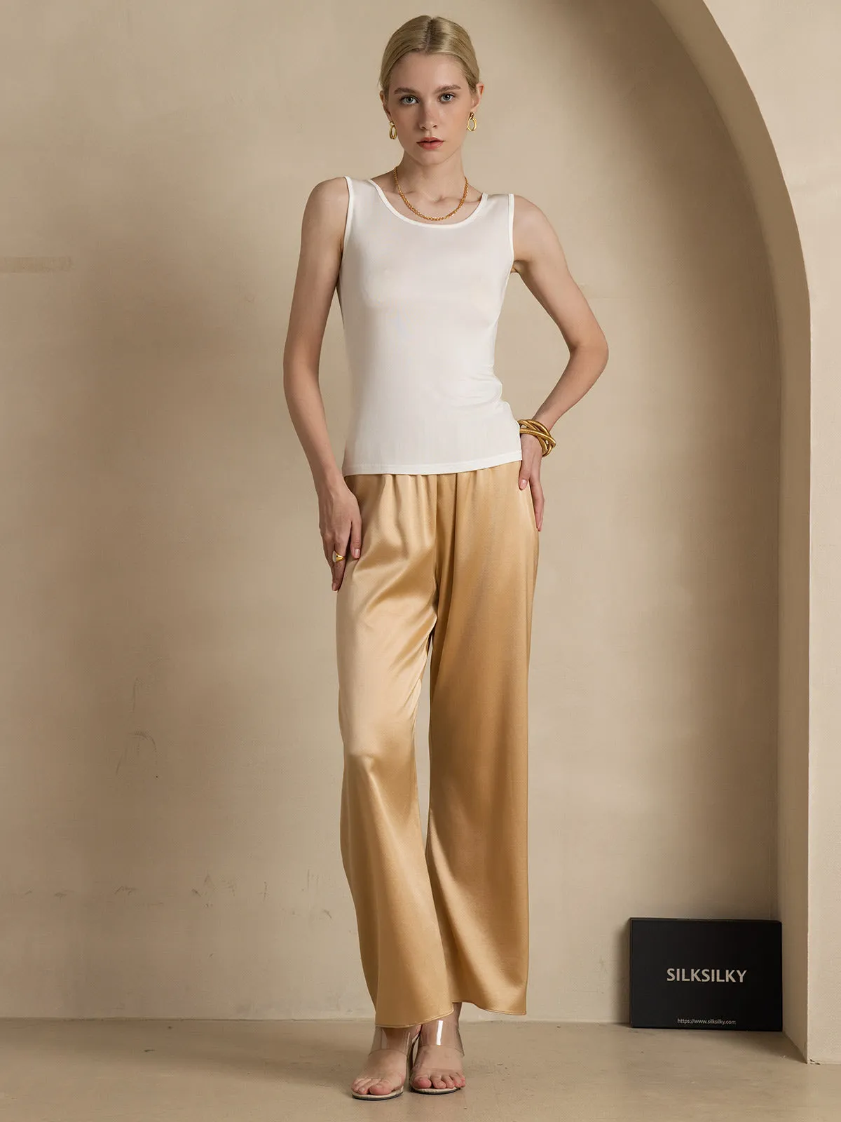 Silk Knitted Lounge Round-Neck Tank Top