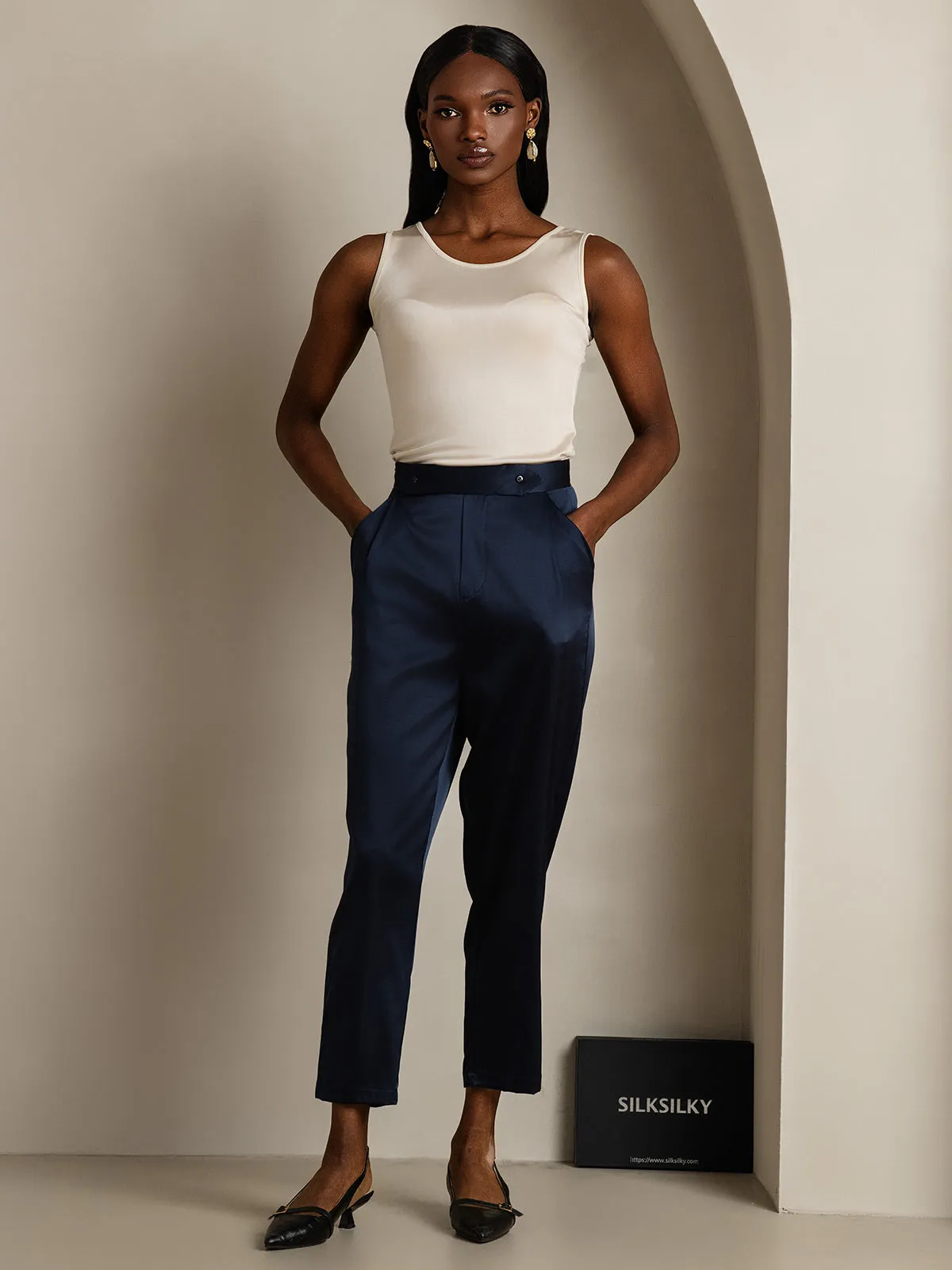Silk Knitted Lounge Round-Neck Tank Top