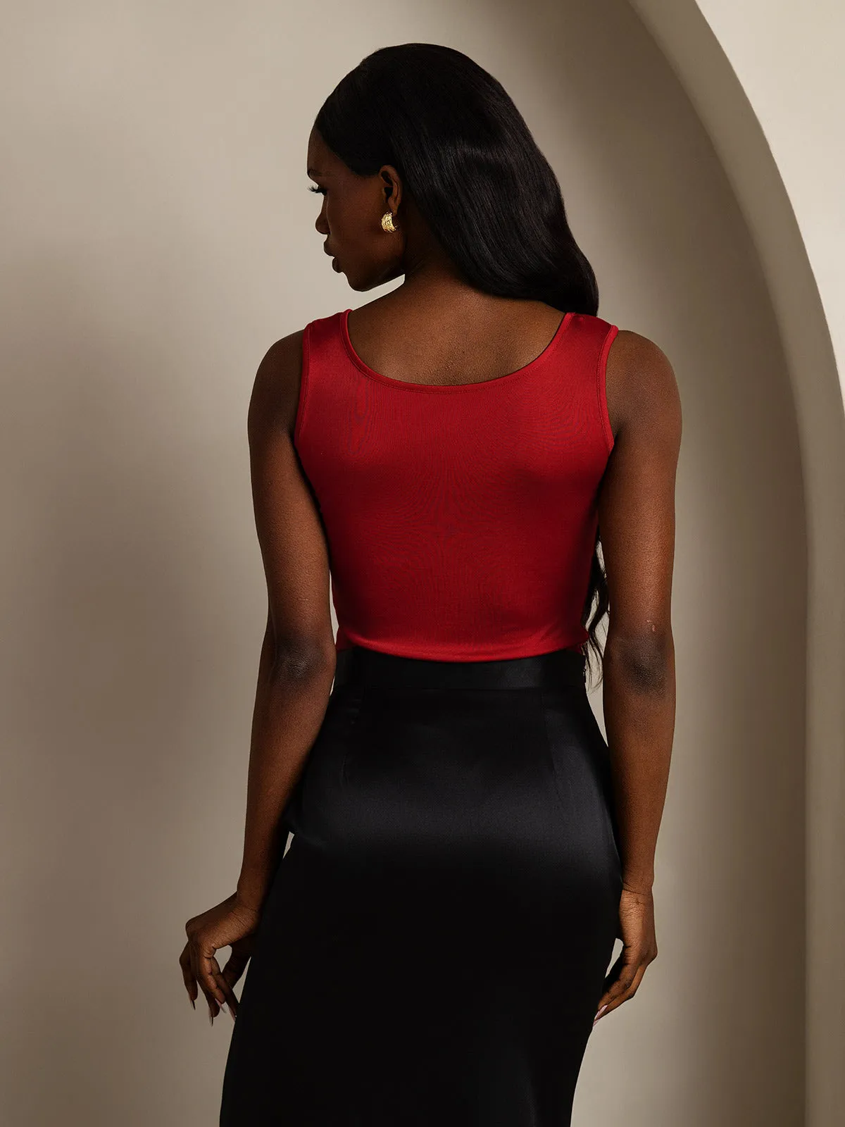 Silk Knitted Lounge Round-Neck Tank Top
