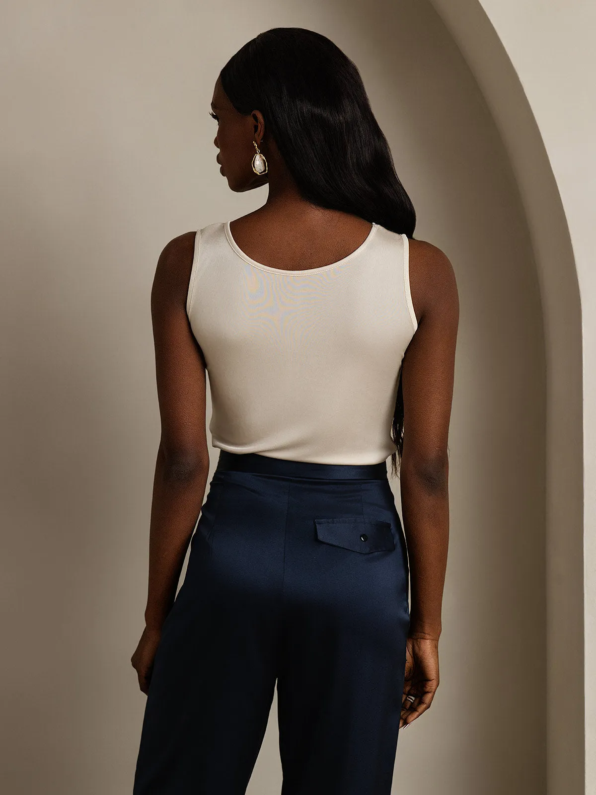 Silk Knitted Lounge Round-Neck Tank Top