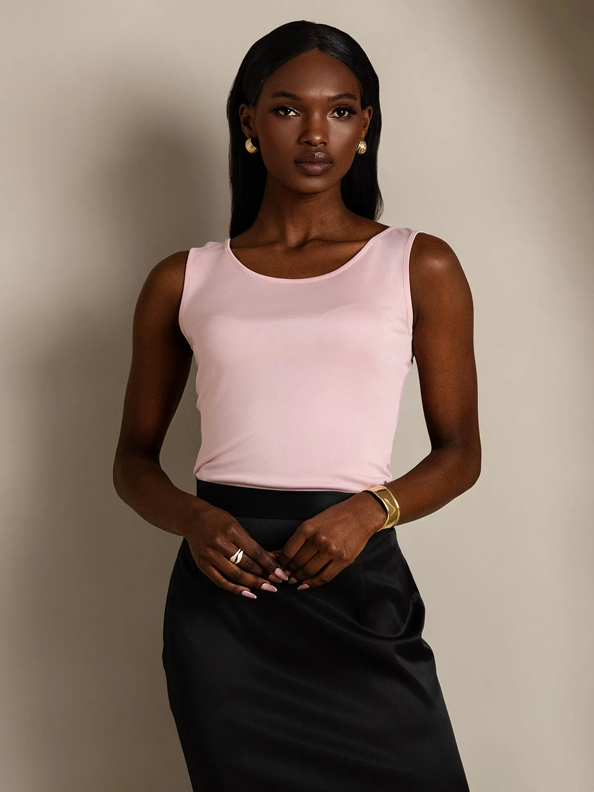 Silk Knitted Lounge Round-Neck Tank Top