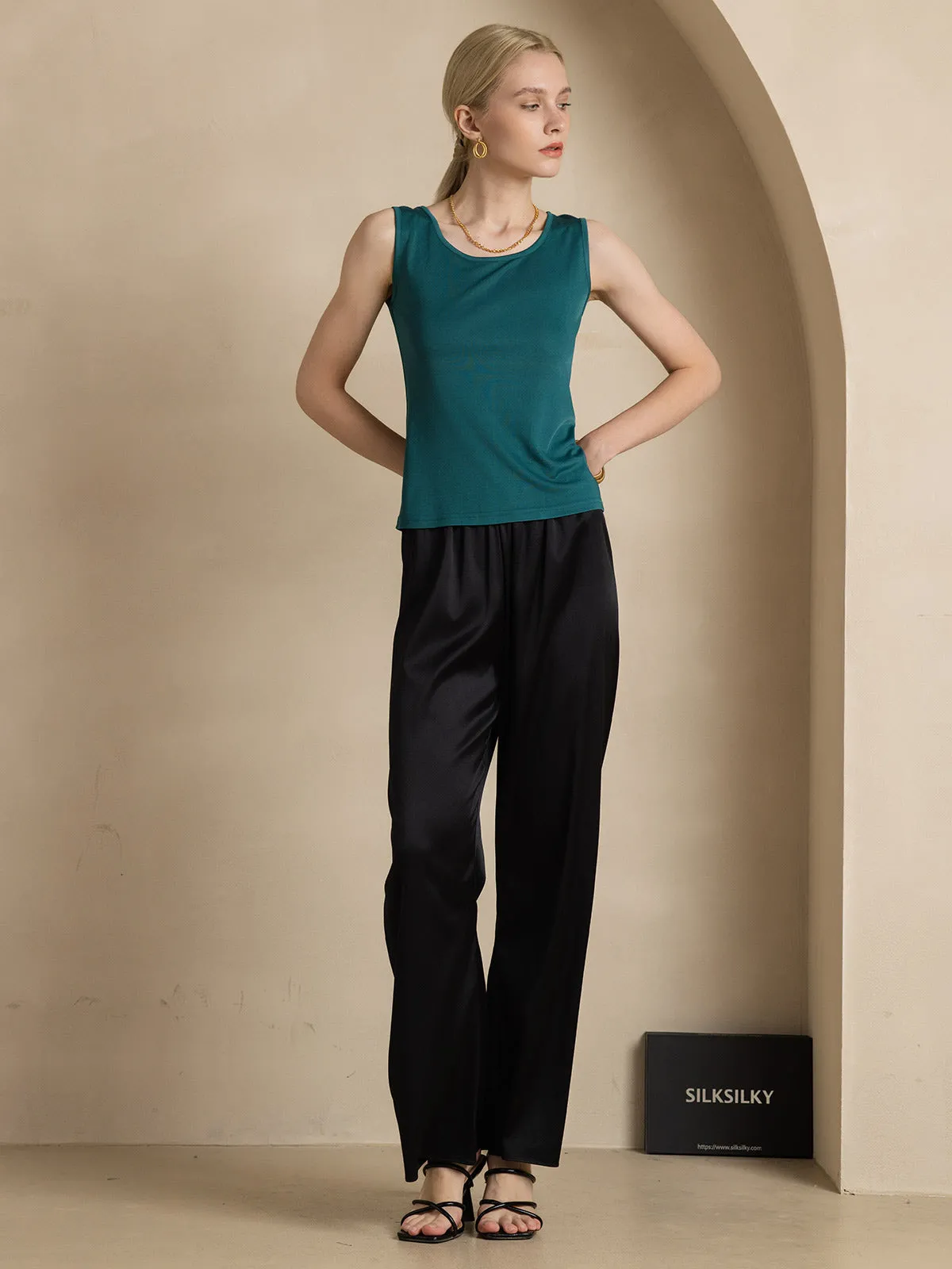 Silk Knitted Lounge Round-Neck Tank Top