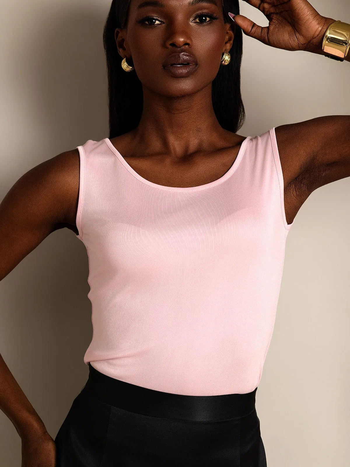 Silk Knitted Lounge Round-Neck Tank Top