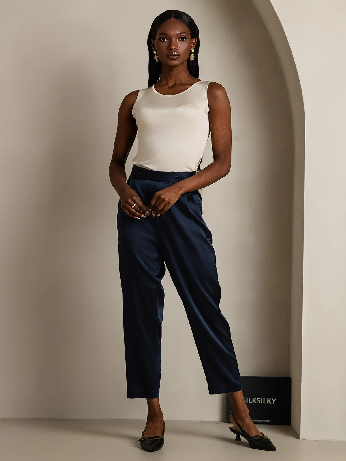 Silk Knitted Lounge Round-Neck Tank Top