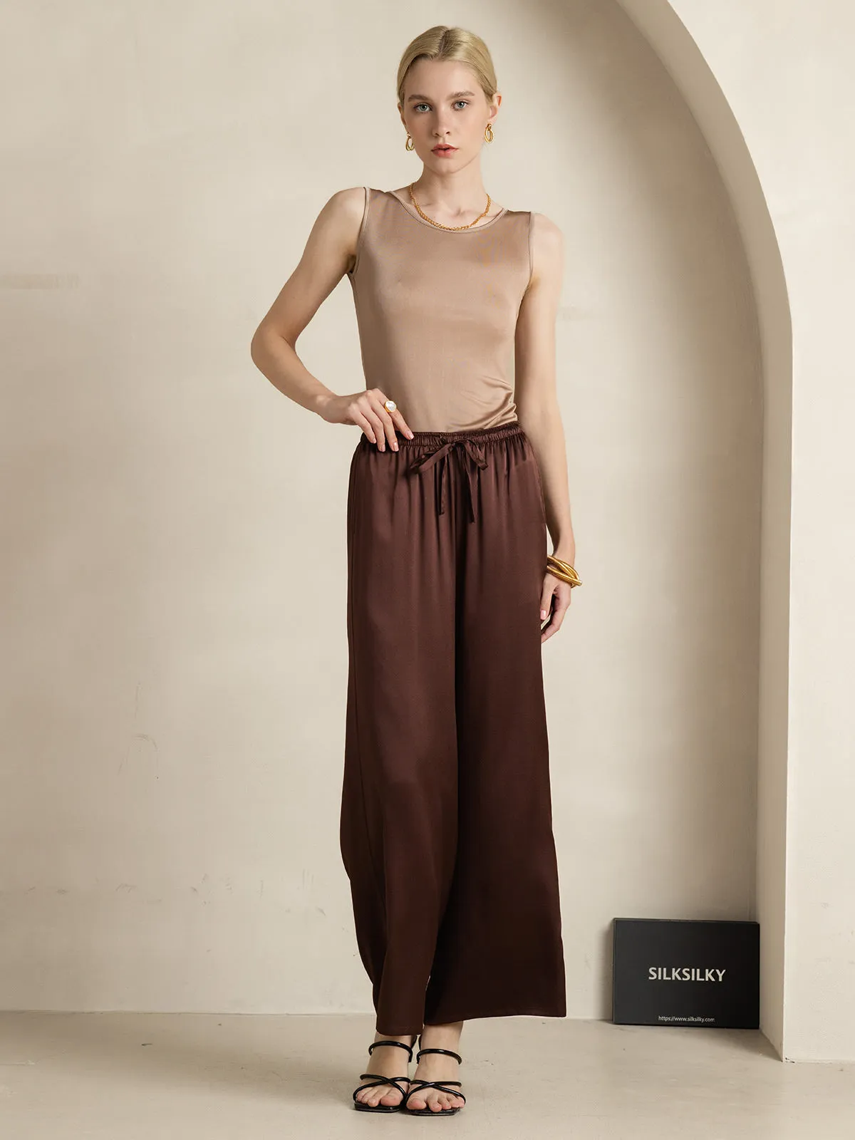 Silk Knitted Lounge Round-Neck Tank Top