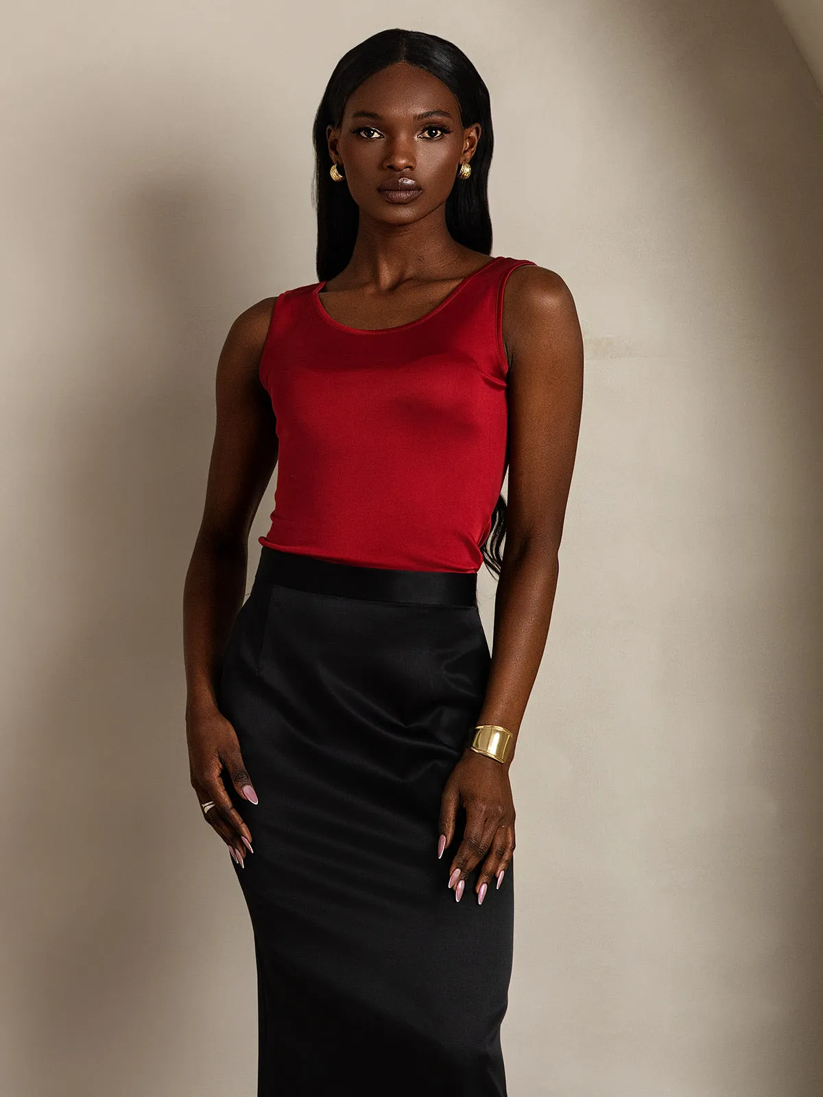 Silk Knitted Lounge Round-Neck Tank Top