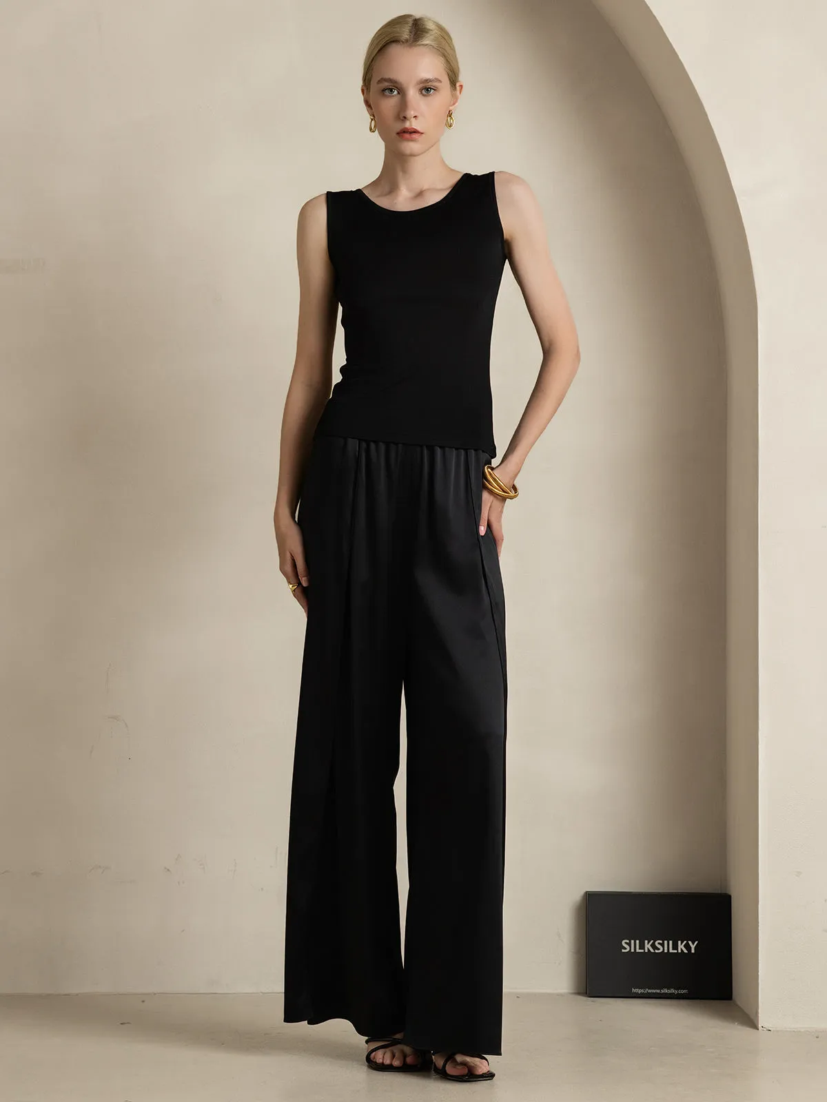 Silk Knitted Lounge Round-Neck Tank Top