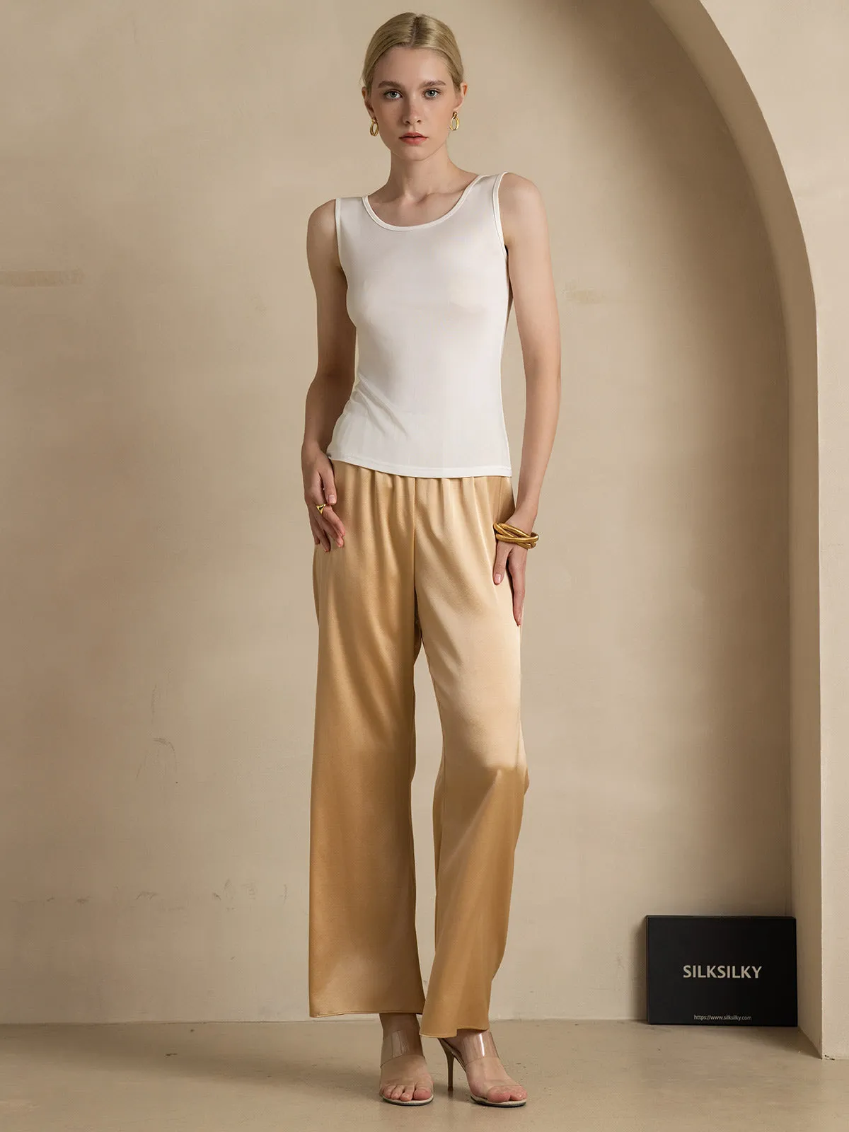 Silk Knitted Lounge Round-Neck Tank Top
