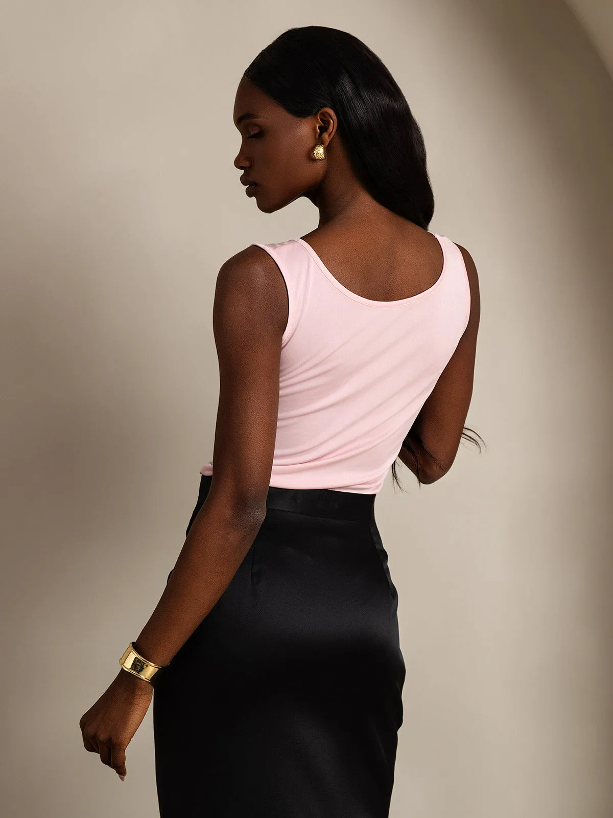Silk Knitted Lounge Round-Neck Tank Top
