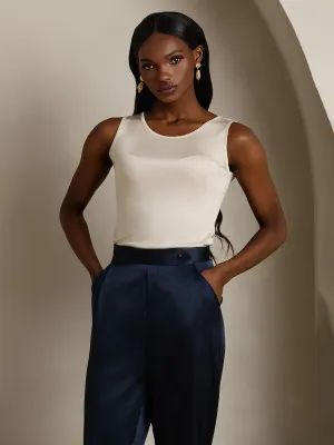 Silk Knitted Lounge Round-Neck Tank Top