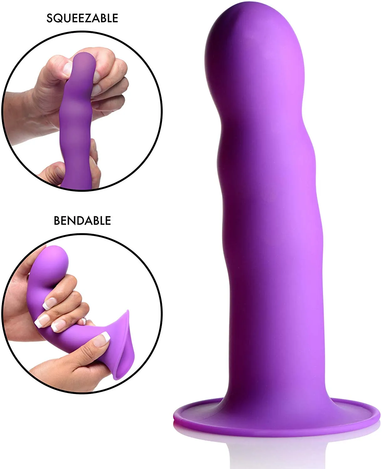 Squeezable Wavy Dildo - Purple