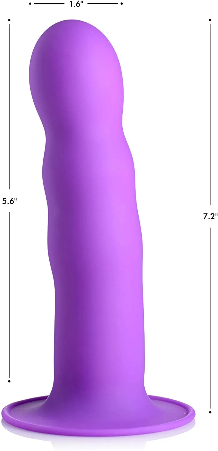 Squeezable Wavy Dildo - Purple