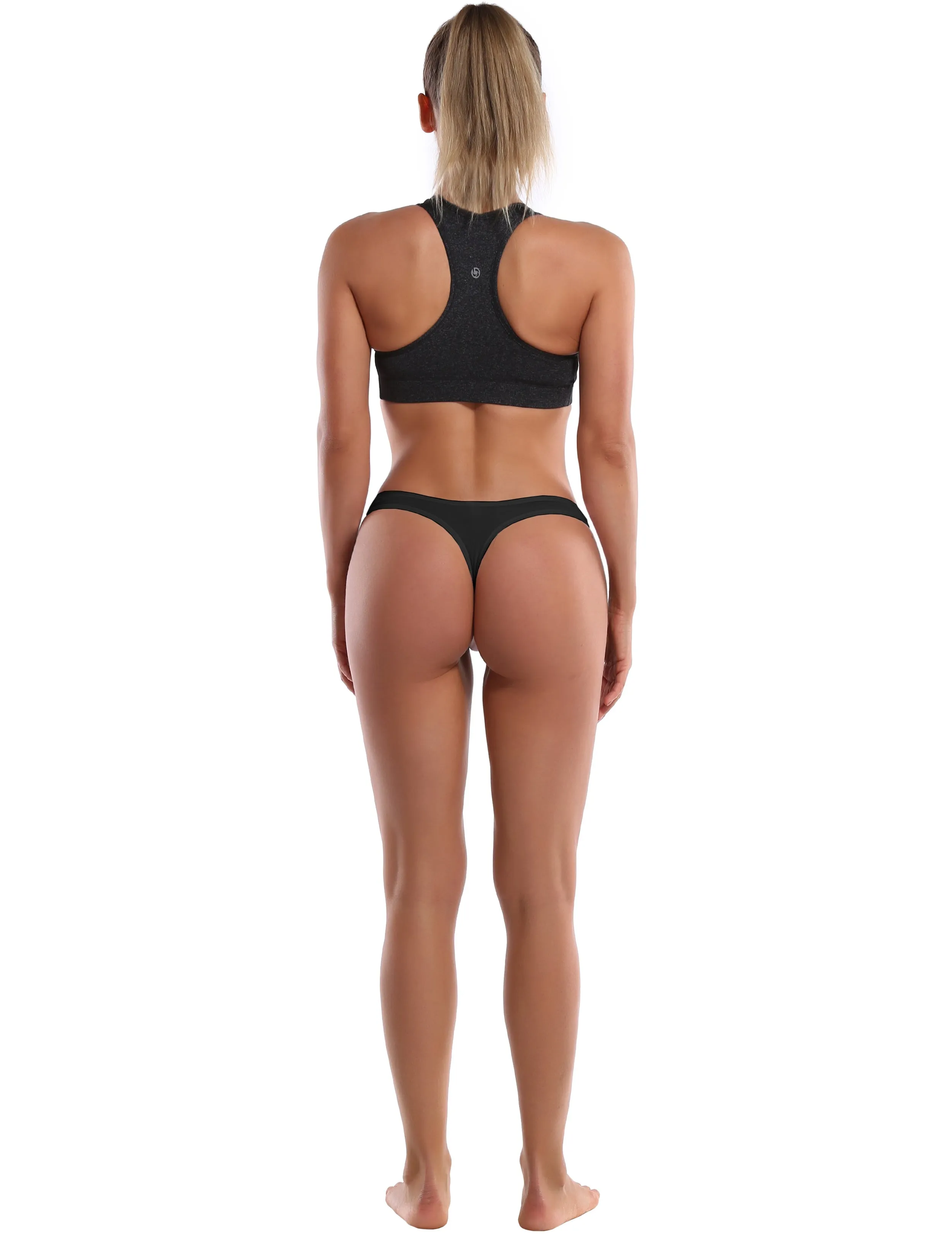 Super Soft Modal Sports Thongs underwear Black_Running