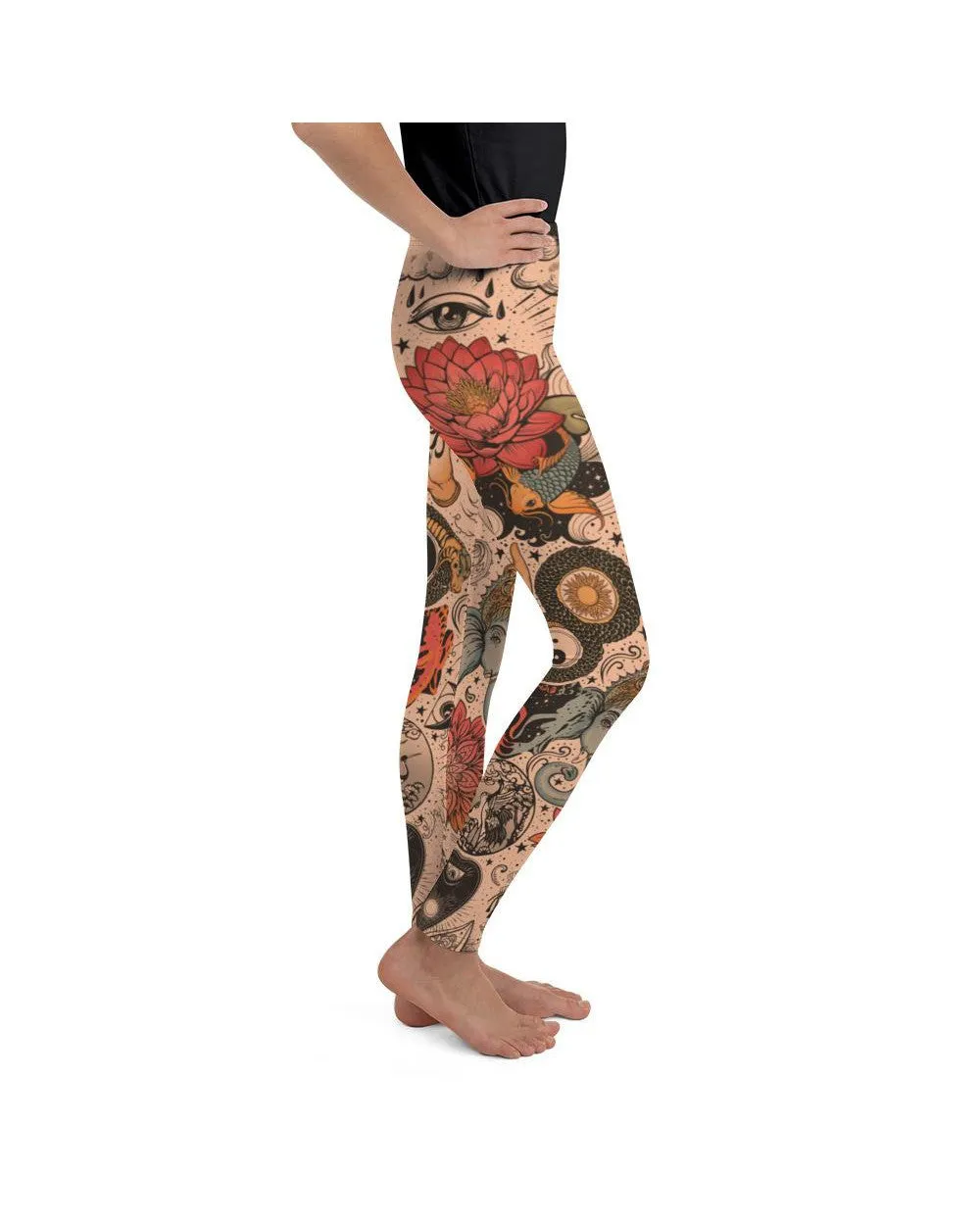 Tattooed Lotus Youth Leggings