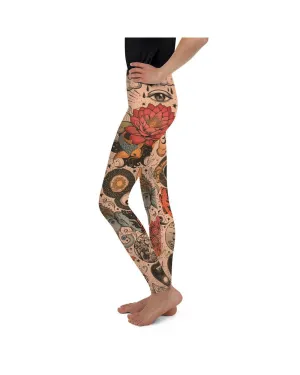 Tattooed Lotus Youth Leggings
