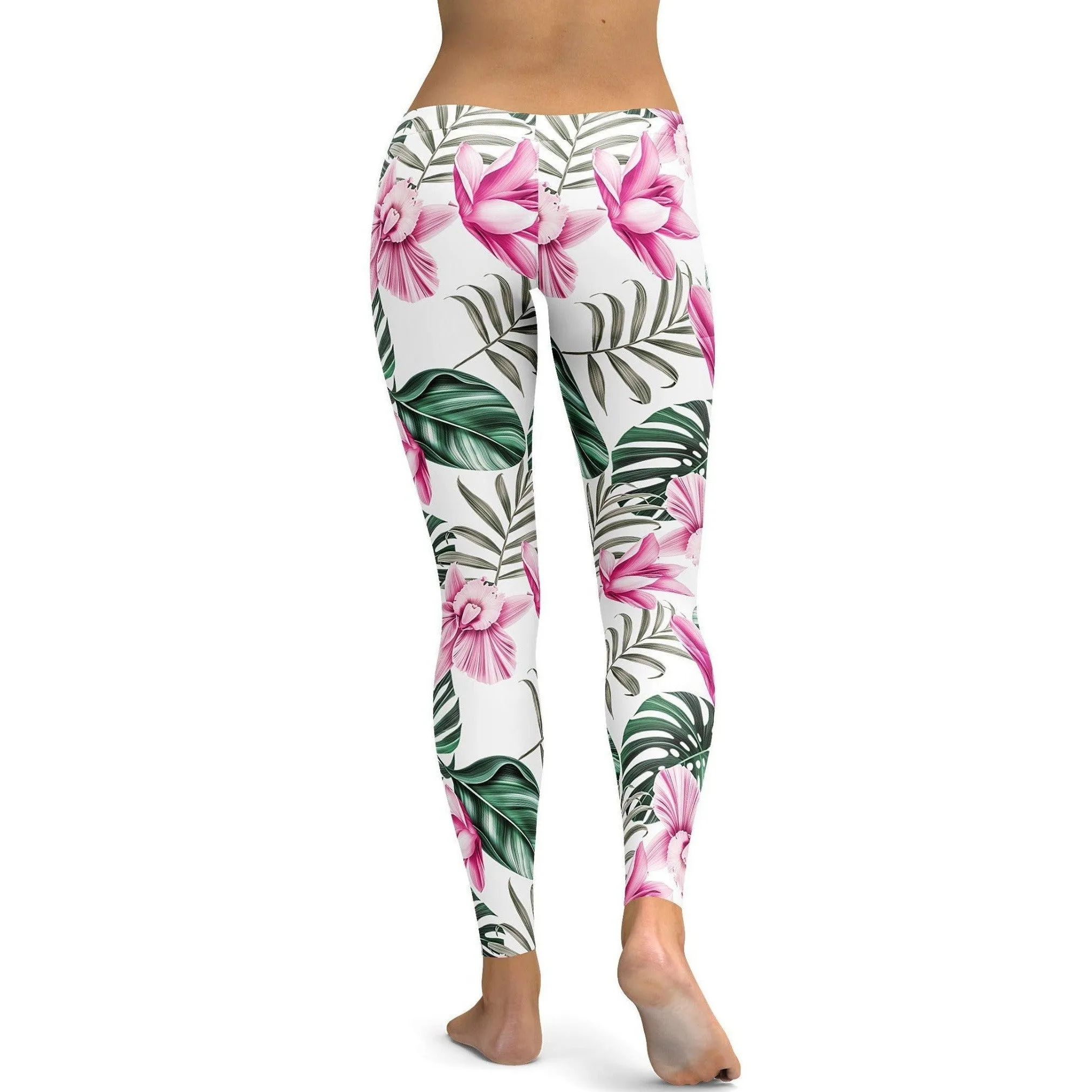 Tropical Floral White Leggings