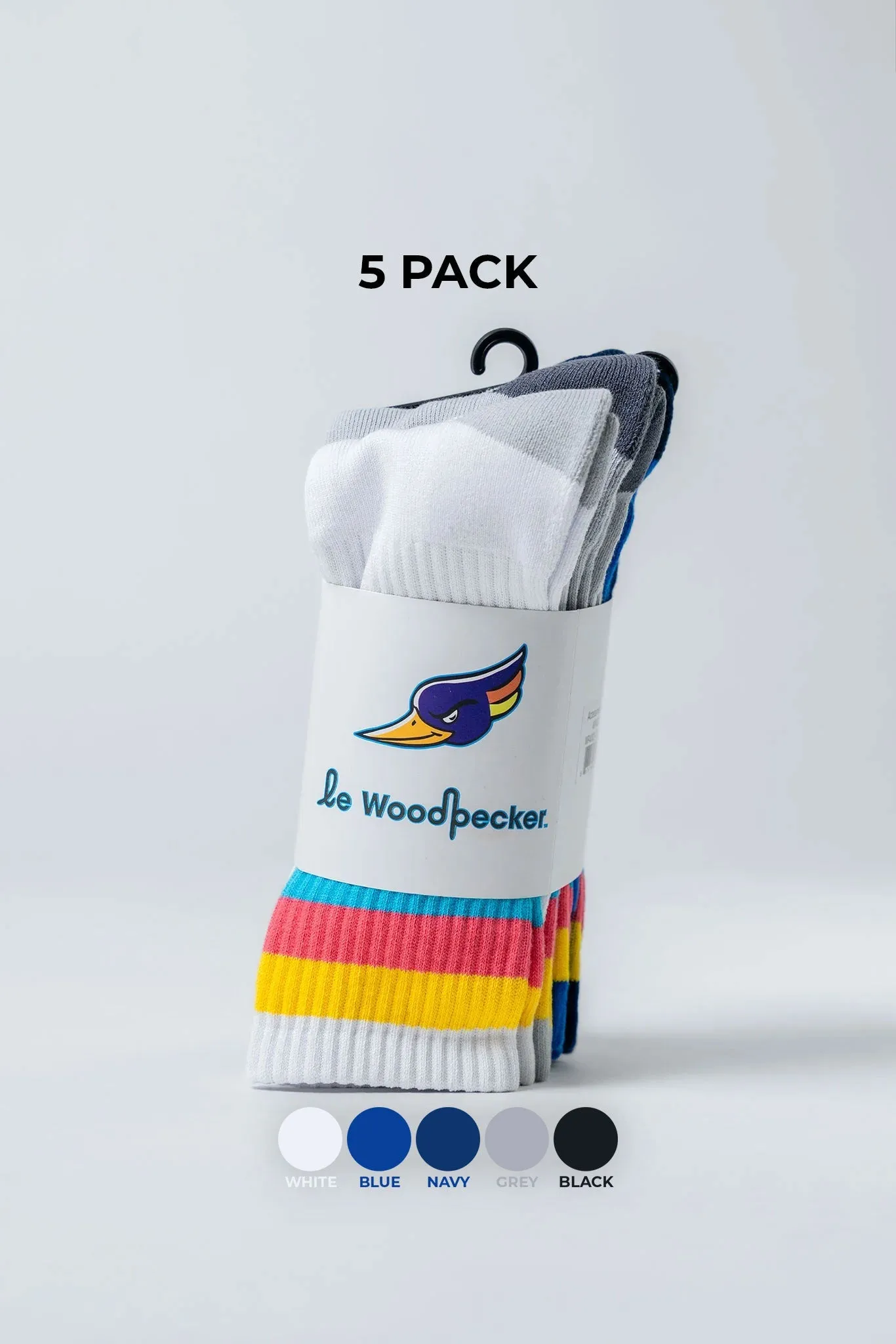 Unisex Socks - Sold As A Pack Of 5. Navy, White, Cobalt Blue, Black, Grey