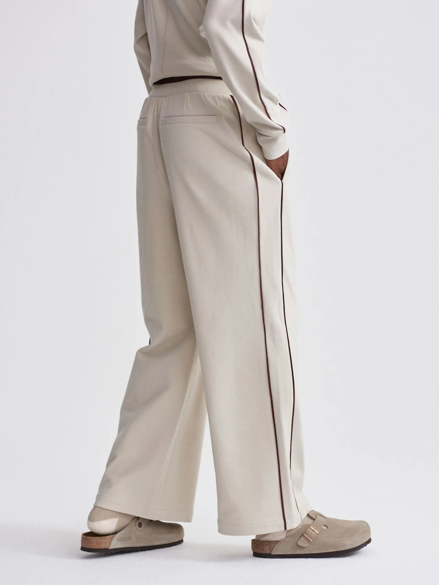 Varley Brushed Rib Wide Leg Pant 28- Cement Marl