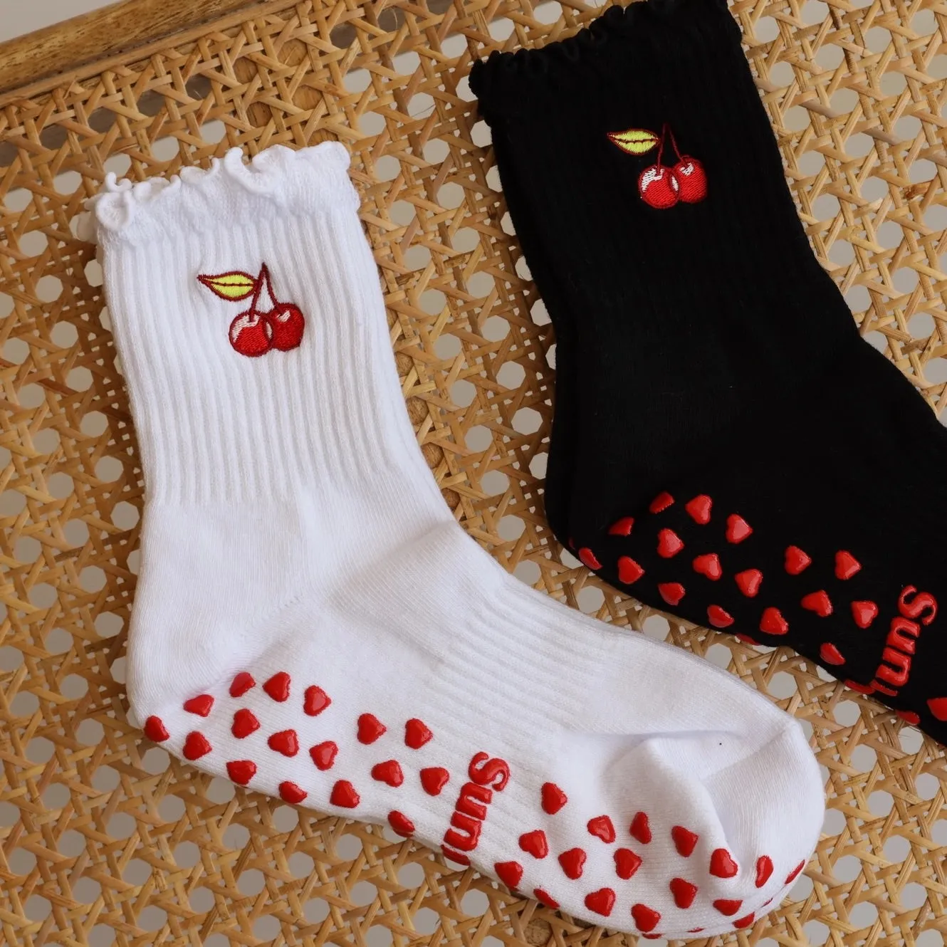 Very Cherry - Ruffle Grip Sock (Barre / Pilates)