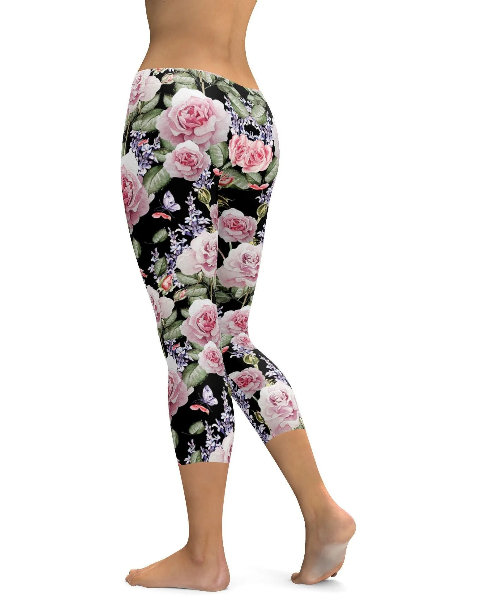 Watercolor Roses & Lavender Capris