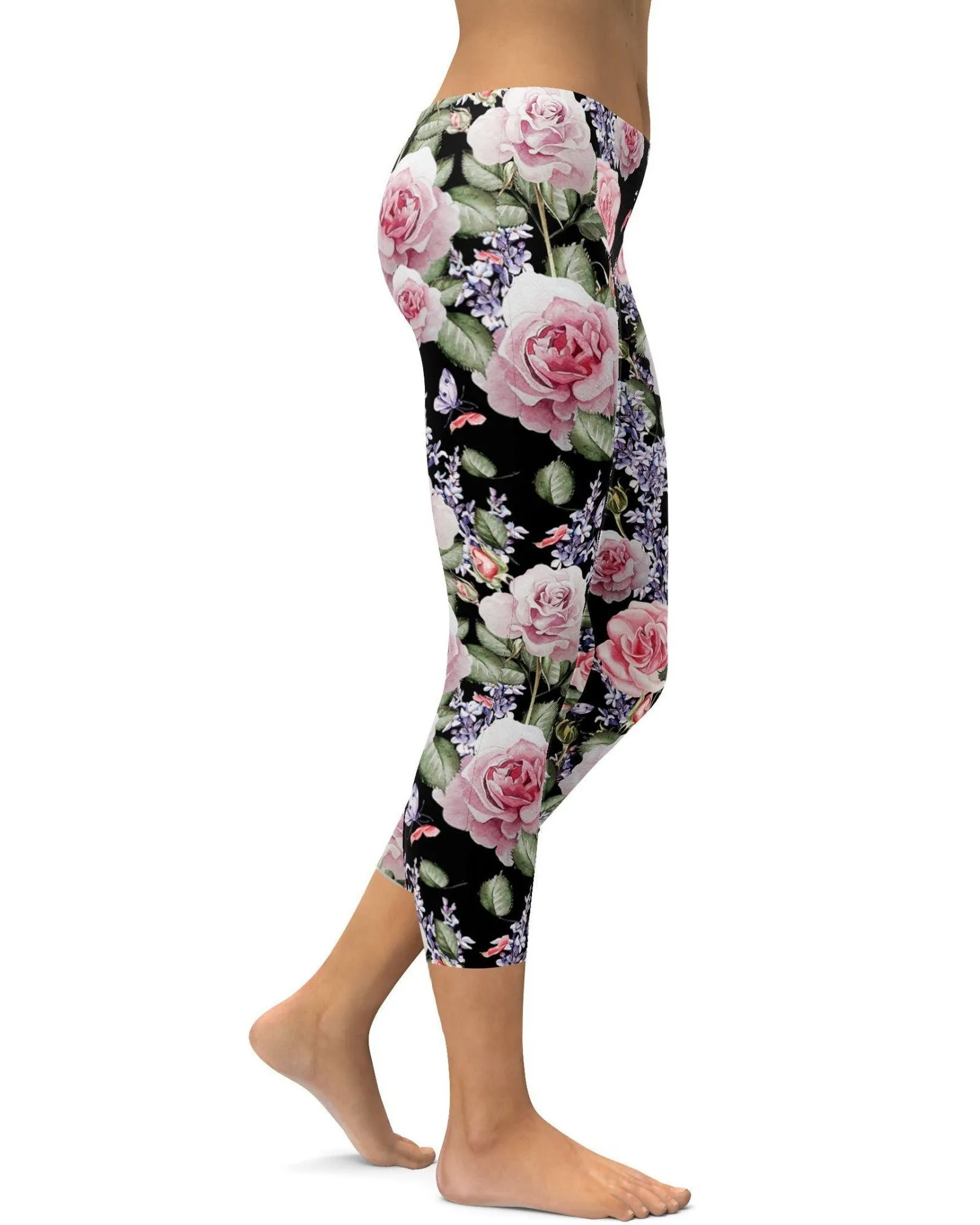 Watercolor Roses & Lavender Capris