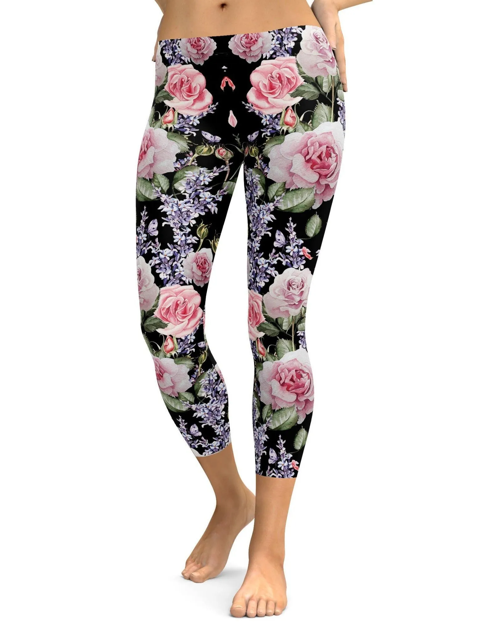 Watercolor Roses & Lavender Capris