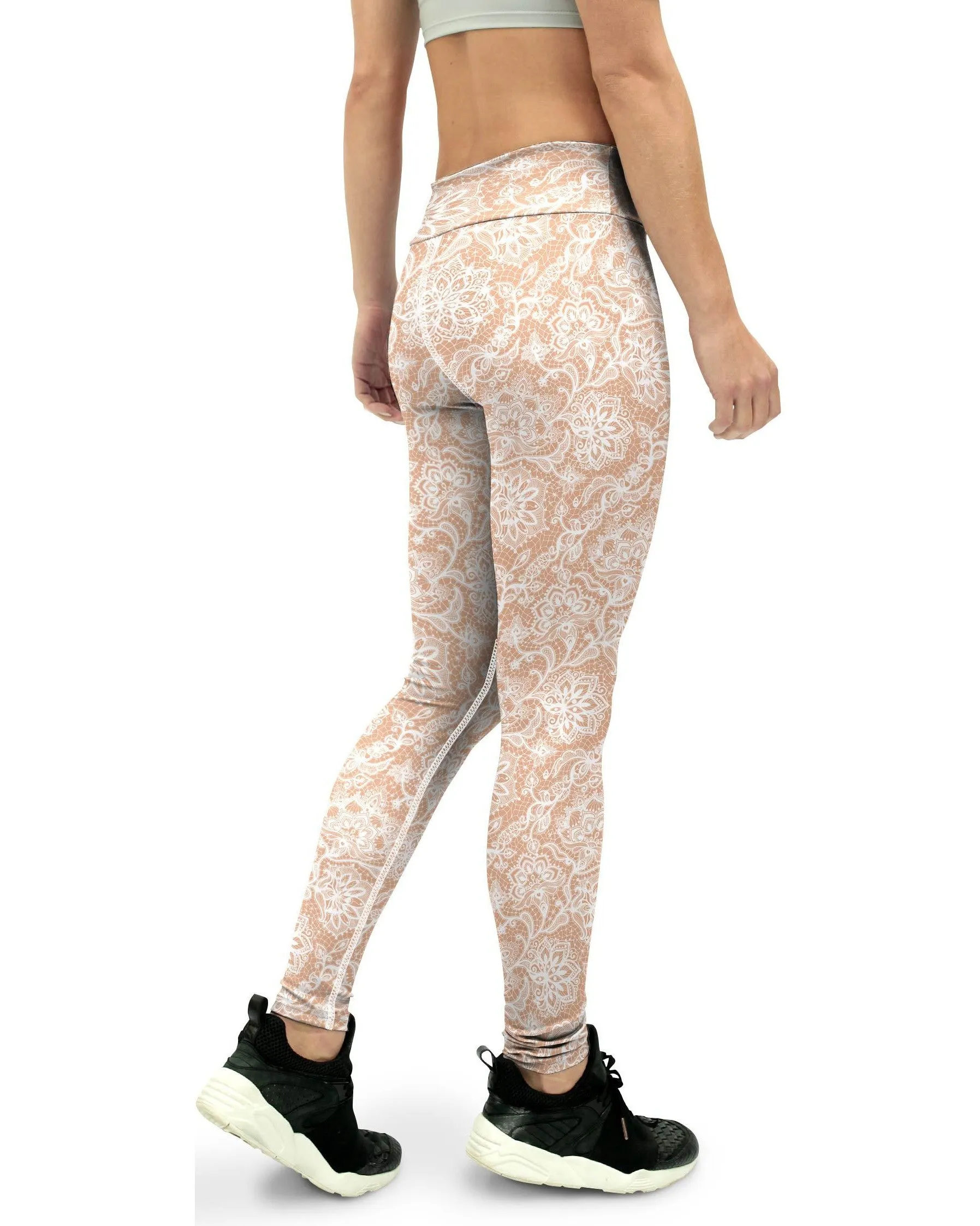 White Faux Lace Yoga Pants