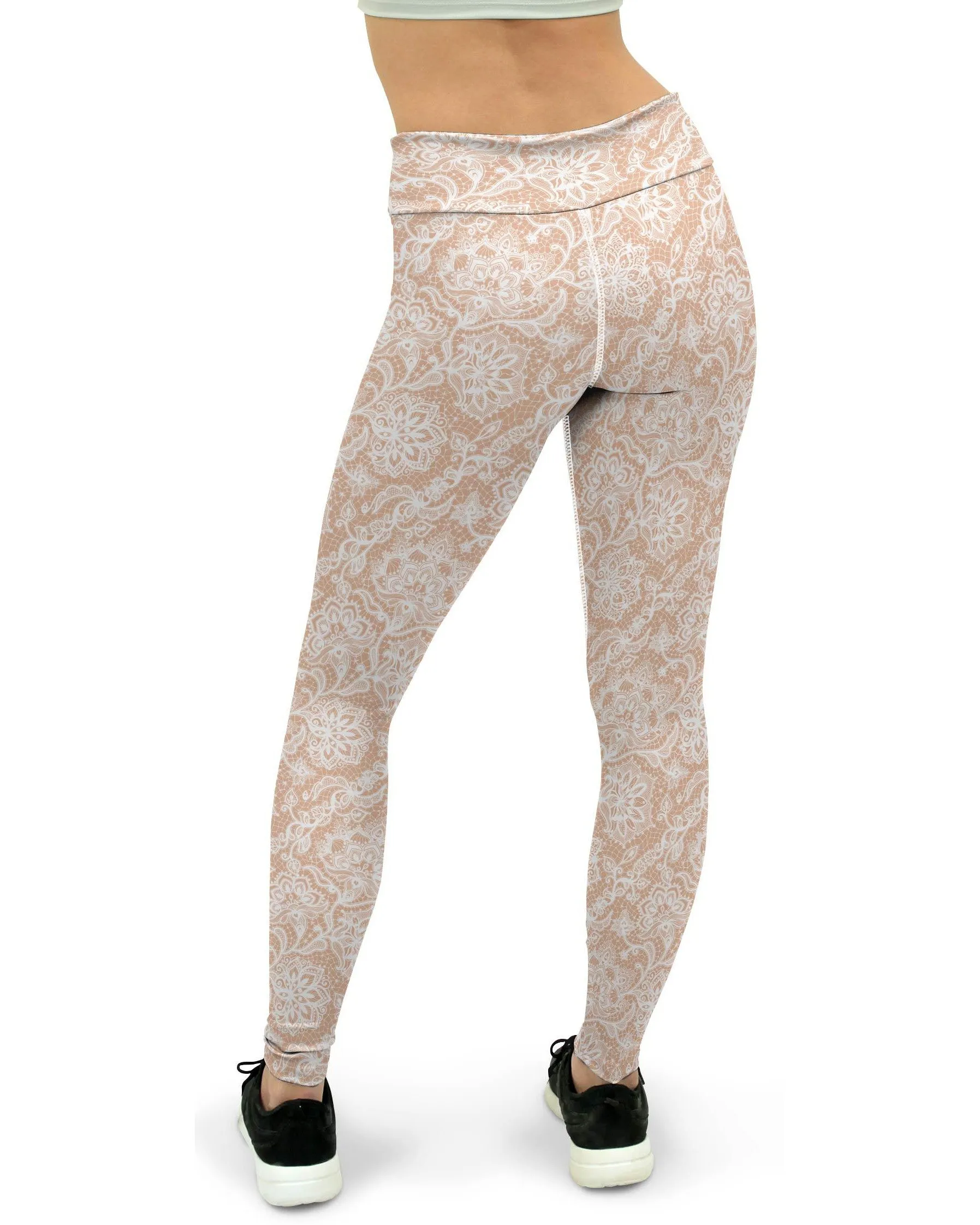 White Faux Lace Yoga Pants
