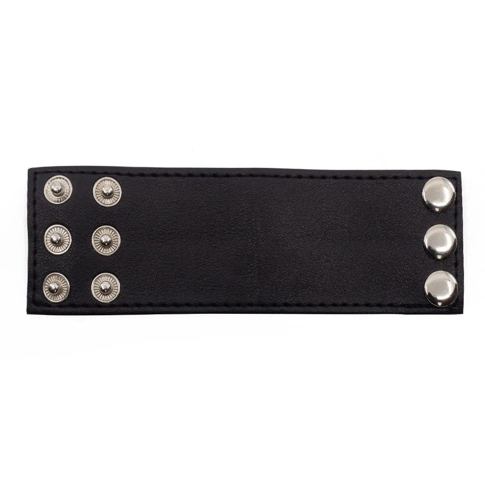 Wide Faux Leather Snap Button Cock Ring