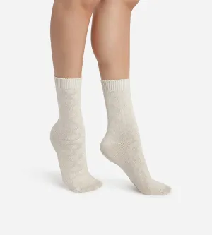 Women's Beige Cotton Style bamboo sock with a circle pattern